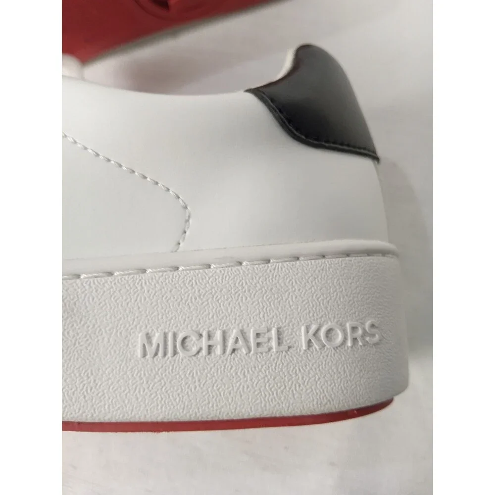 Michael Kors Poppy Lace Up Rainbow Sneakers White Pride Leather Size 7.5M